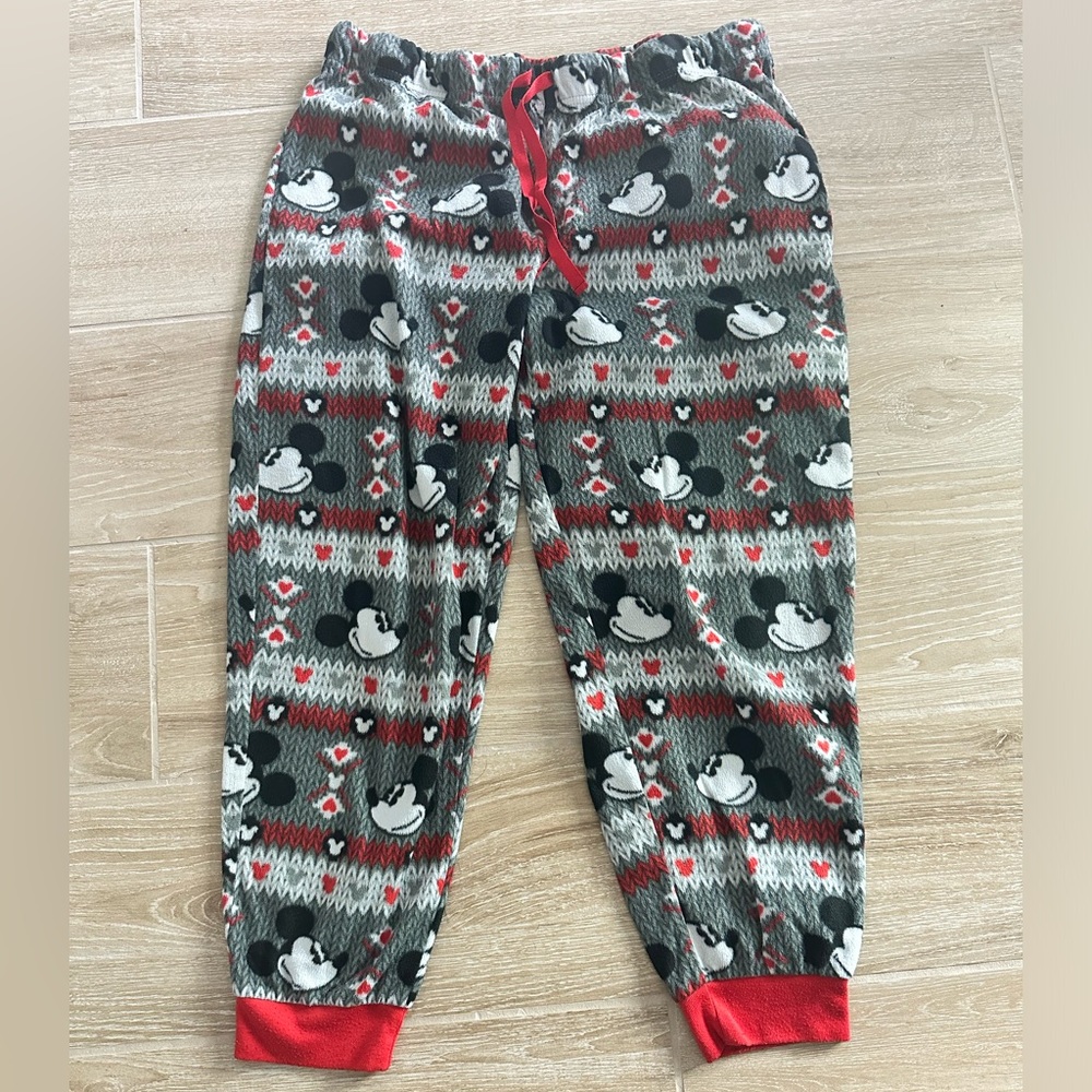Disney Mickey Holiday Fleece Pant Joggers Pajamas, Juniors XL